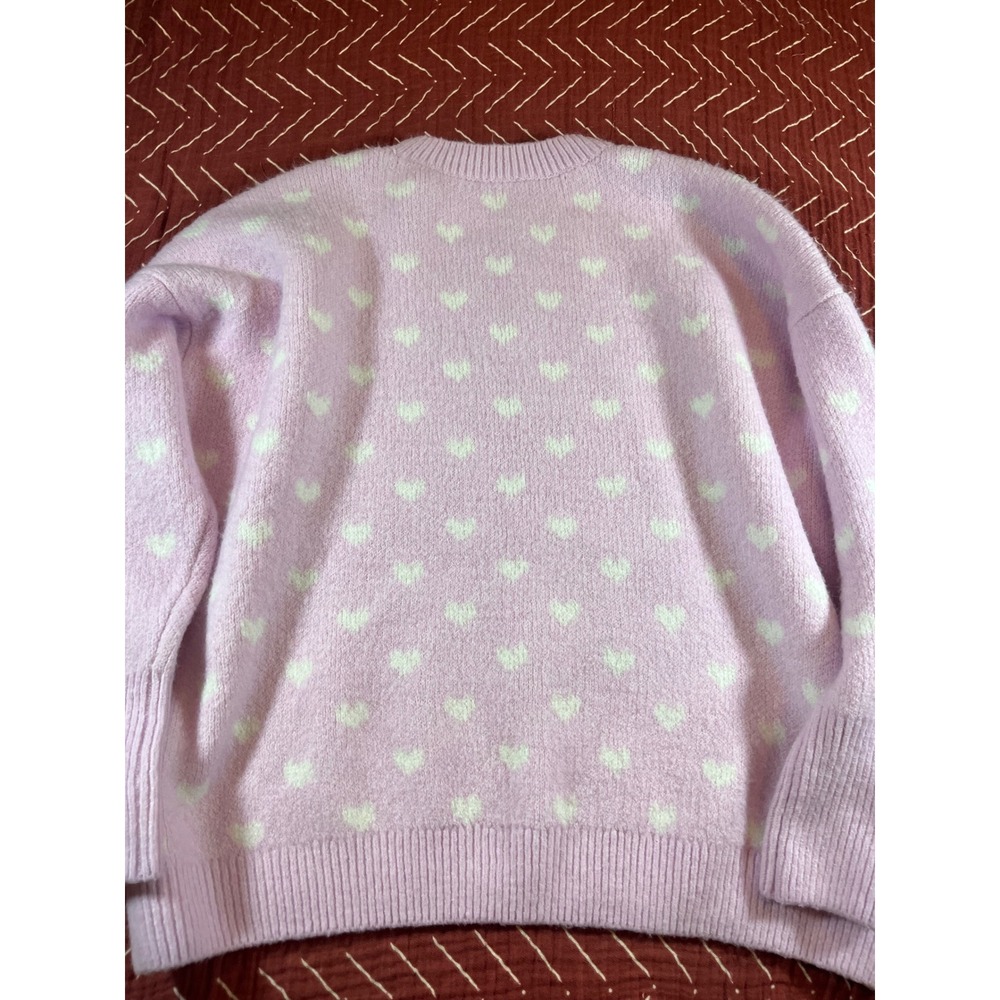 Vince Camuto Lavender Hearts Sweater Knit Pullover Long Sleeve Size M - Picture 5 of 8
